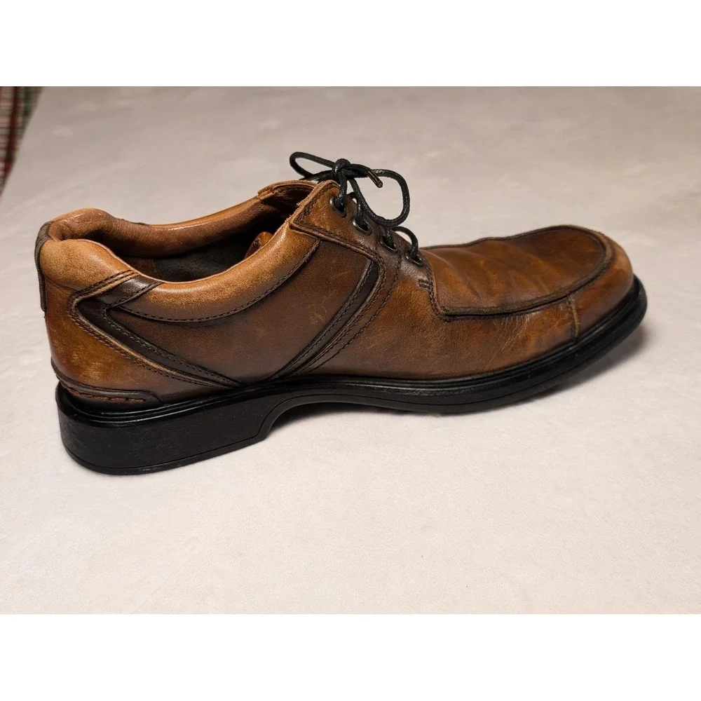 Vintage 02/06 Clarks Mens Brown Leather Square Toe Lace Up Dress Shoes Size 9.5M